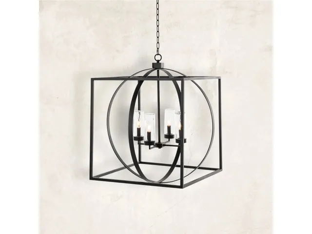 Cullen Stainless Steel Square Chandelier 29.5 in. D x 33.5 in. H