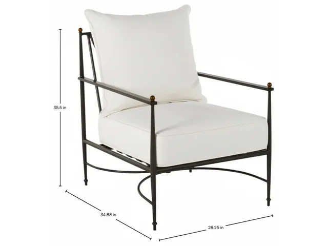 QS Roma Lounge Chair, Slate Gray with Bali Pearl Cushions