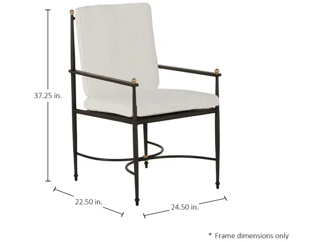 QS Roma Arm Chair, Slate Gray with Bali Pearl Cushions