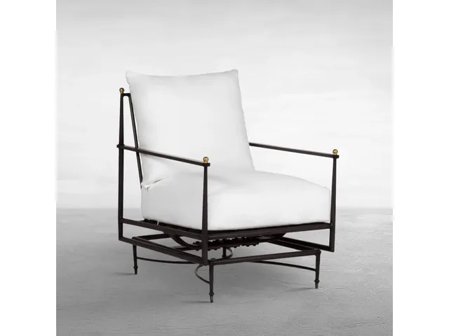 Roma Wrought Aluminum Outdoor Spring Lounge Chair
