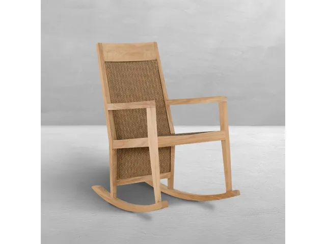 Savannah N-Dura Resin Wicker Outdoor Teak Rocker