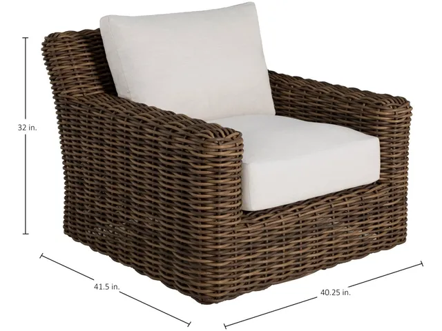 QS Montauk Swivel Lounge, Raffia with Bali Pearl Cushions