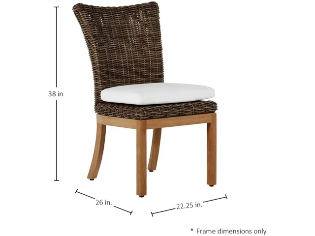 Montauk N-Dura Resin Wicker Teak Outdoor Side Chair - Alternative View