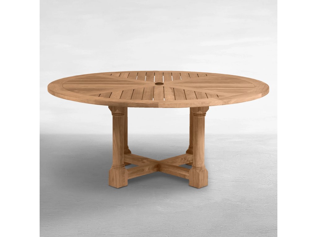 Lakeshore Teak Round Outdoor Pedestal Table 72 in. W x 30.75 in. H - main image