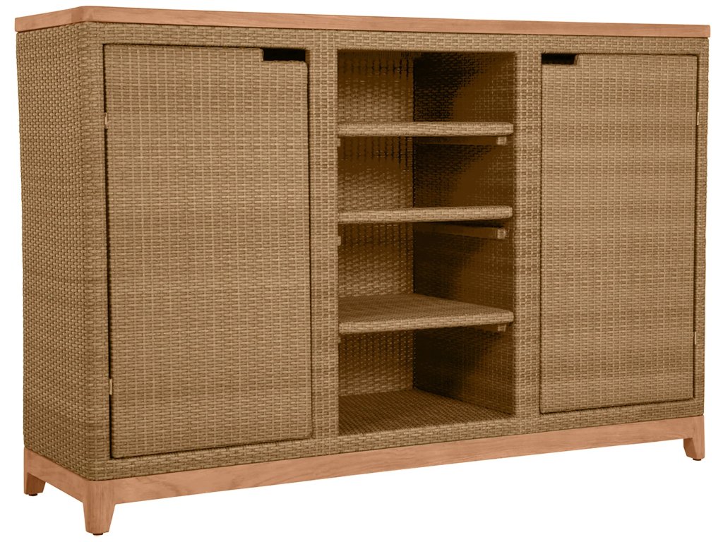 N-Dura Resin Wicker Outdoor Buffet Storage Table 5 Shelves - image 2