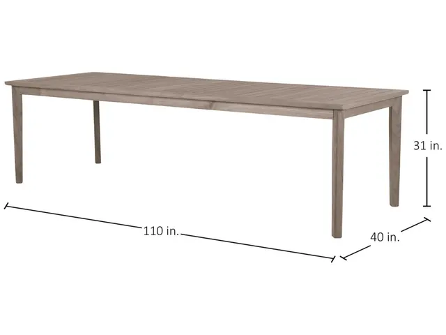 Woodlawn Teak Rectangle Outdoor Slatted Table 110 in. W x 31 in.H