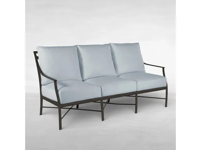 QS Monaco Sofa, Slate Gray with Linen Chambray Cushions