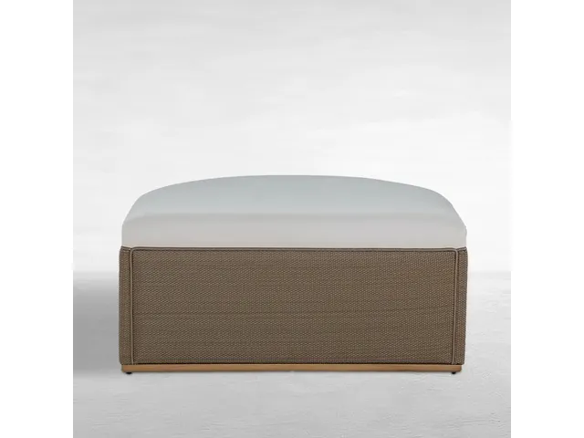 Tahoe Natural Weave Marine Grade Vinyl Ottoman