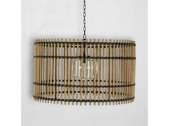 Sherman N-Dura Resin Rattan Drum Chandelier 30 in. D x 21 in. H