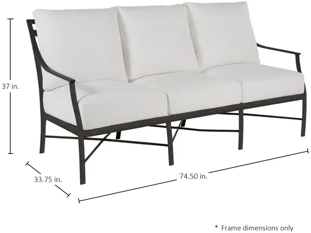 Monaco Wrought Aluminum Sloping Arms Outdoor Sofa - Alternative View