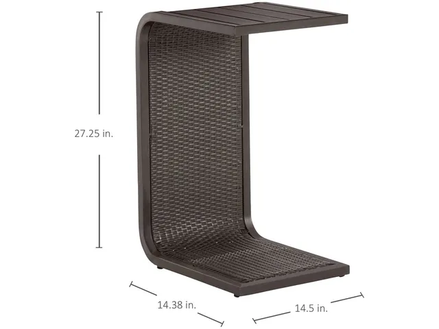 Woven Wicker Square Outdoor C Table 14.5 in. W x 27. 25 in. H - Alternative View