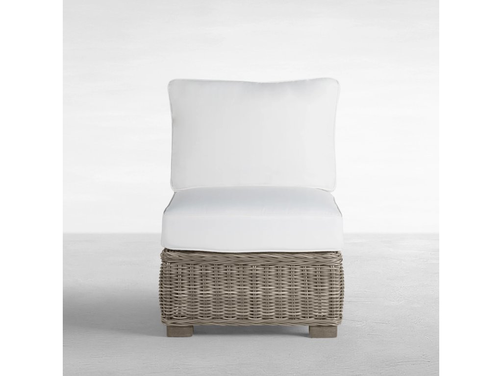 Rustic Woven N-Dura Resin Wicker Outdoor Sectional Slipper Chair - main image