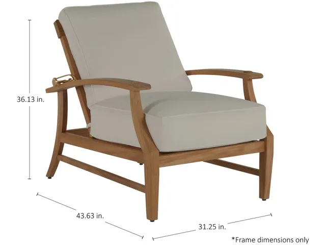 QS Croquet Teak Recliner, Natural Teak, with Linen Dove Cushions - Alternative View