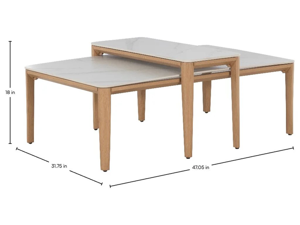 Palma Aluminum Rectangle Outdoor Nesting Coffee Table 47 in. W x 15 in. H - image 1