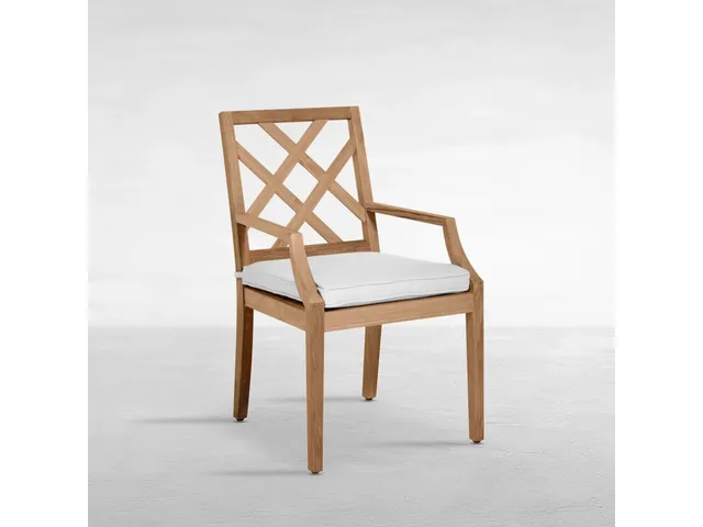 Haley Teak Outdoor Arm Chair Latticework Back