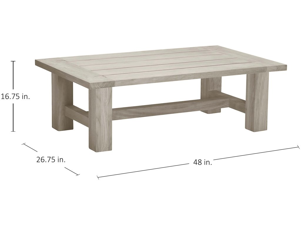 Croquet Teak Rectangle Outdoor Slatted Coffee Table 48 in. W x 16.75 in. H - image 1