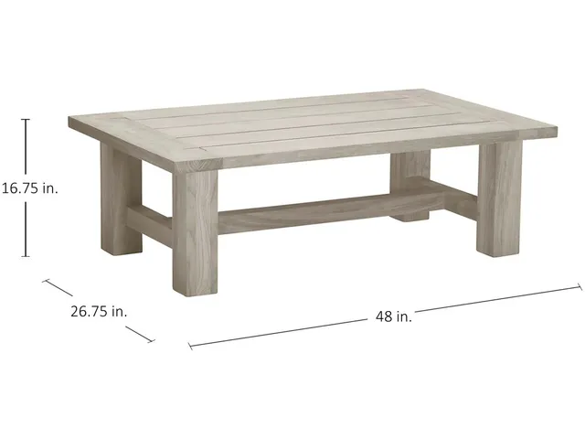 Croquet Teak Rectangle Outdoor Slatted Coffee Table 48 in. W x 16.75 in. H - Alternative View