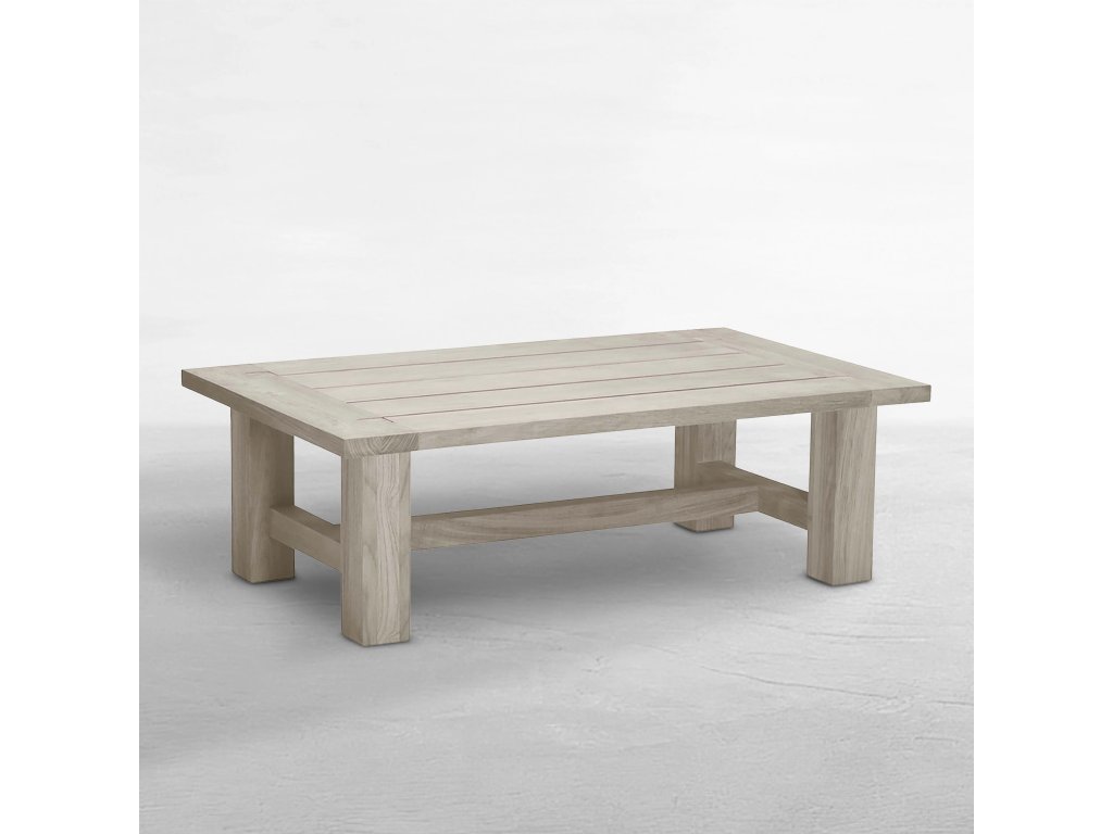 Croquet Teak Rectangle Outdoor Slatted Coffee Table 48 in. W x 16.75 in. H - main image