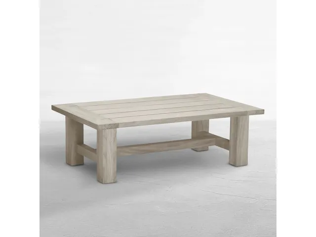 Croquet Teak Rectangle Outdoor Slatted Coffee Table 48 in. W x 16.75 in. H