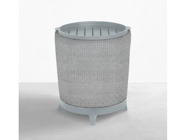 Halo Wicker Round Outdoor Pedestal End Table 2 2 in. W x 25.75 in. H