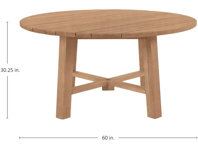 Paige Teak Round Outdoor Table 60 in. W x 30. 25 in. H