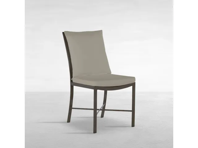 QS Monaco Side Chair, Slate Gray with Linen Dove Cushions