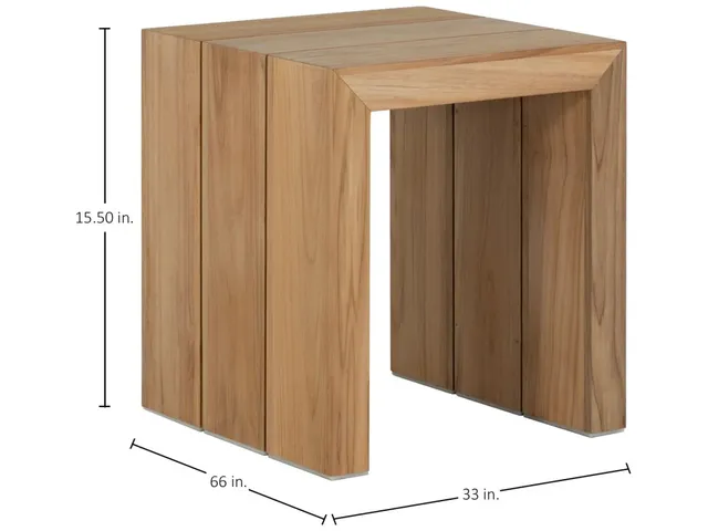 Messina Teak Square Outdoor Side Table 19. 25 in. W x 2 2.5 in. H - Alternative View