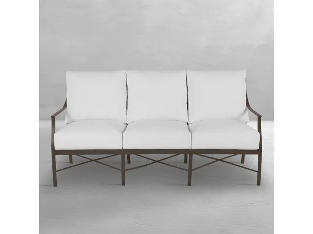 Monaco Wrought Aluminum Sloping Arms Outdoor Sofa