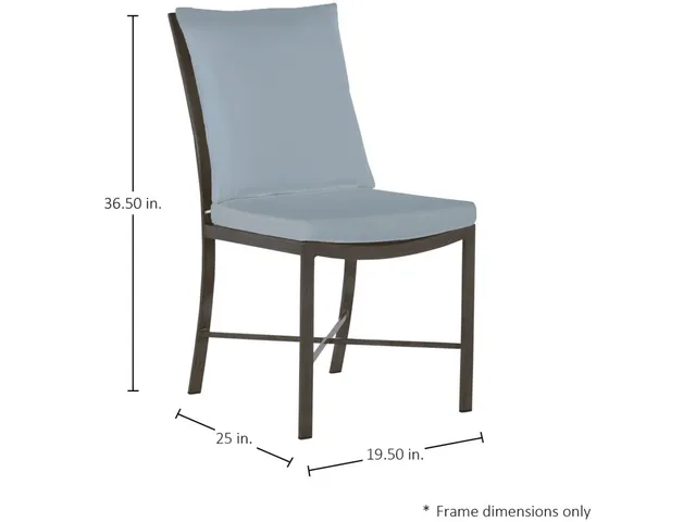 QS Monaco Side Chair, Slate Gray with Linen Chambray Cushions