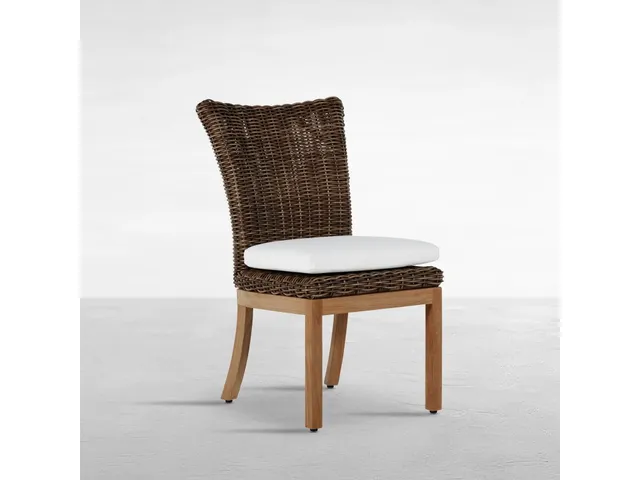 Montauk N-Dura Resin Wicker Teak Outdoor Side Chair