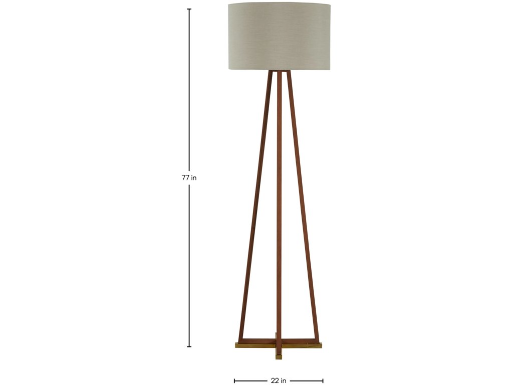 Jayda Wood Teak Floor Lamp 77 in. H Geometric Frame - image 1