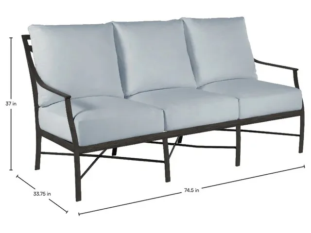 QS Monaco Sofa, Slate Gray with Linen Chambray Cushions