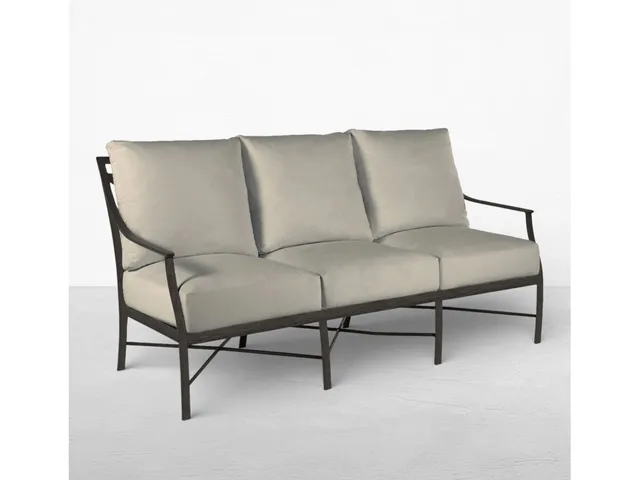 QS Monaco Sofa, Slate Gray with Linen Dove Cushions