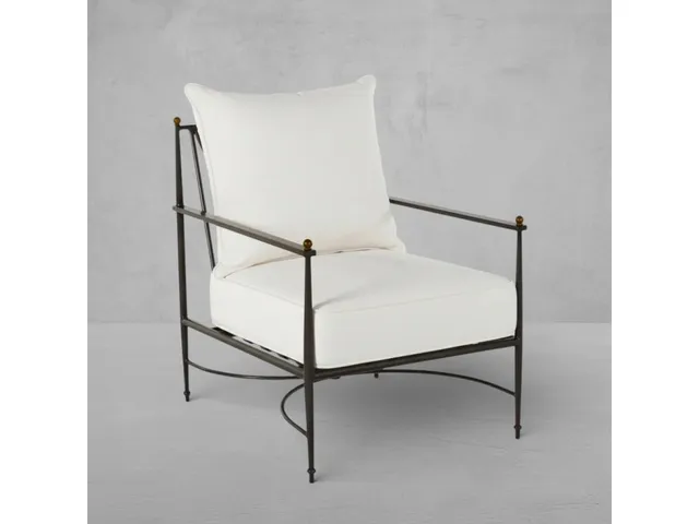 QS Roma Lounge Chair, Slate Gray with Bali Pearl Cushions