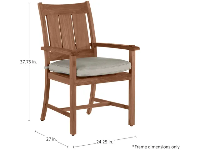 QS Croquet Teak Arm Chair, Natural Teak with Linen Dove Cushions - Alternative View