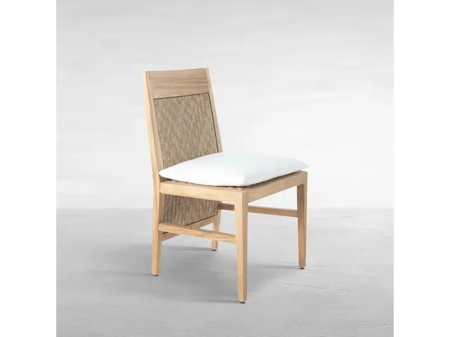 Savannah N-Dura Resin Wicker Outdoor Teak Side Chair