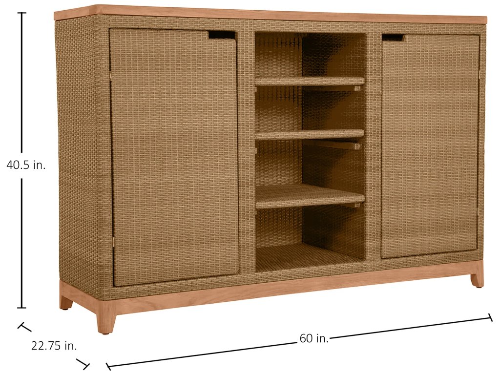 N-Dura Resin Wicker Outdoor Buffet Storage Table 5 Shelves - image 1
