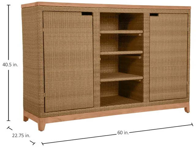 N-Dura Resin Wicker Outdoor Buffet Storage Table 5 Shelves - Alternative View