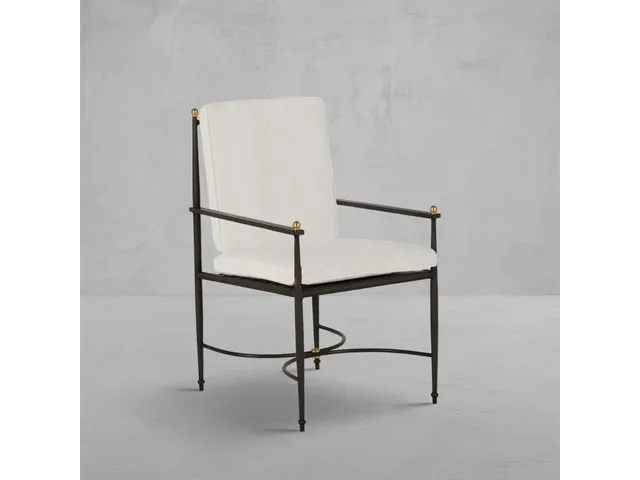 QS Roma Arm Chair, Slate Gray with Bali Pearl Cushions