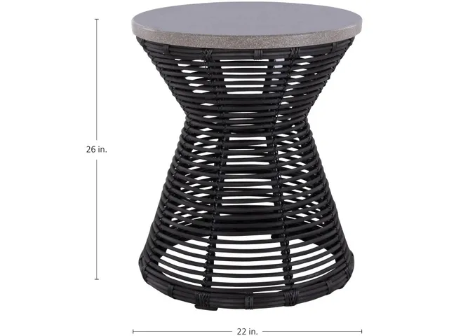 Harris Wicker Round Outdoor Pedestal End Table 22 in. W x 26 in. H - Alternative View