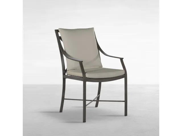 QS Monaco Arm Chair, Slate Gray with Linen Dove Cushions