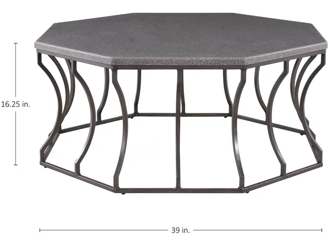 Audrey Wrought Iron Octagonal Outdoor Coffee Table 39 in. W x 16. 25 in. H - Alternative View