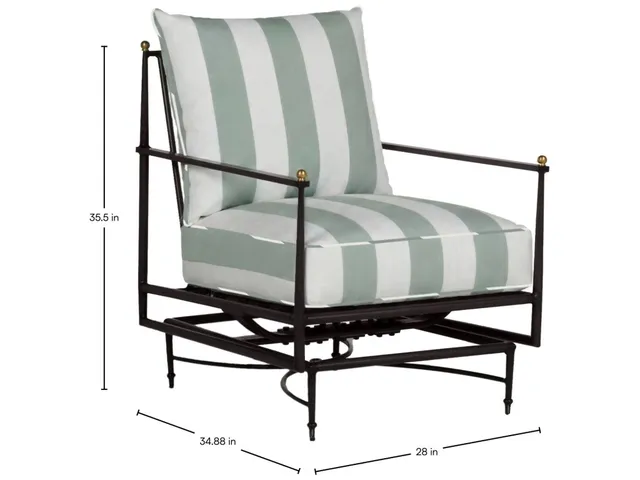 QS Roma Spring Lounge, Slate Gray with Cabana Stripe Mist Cushions
