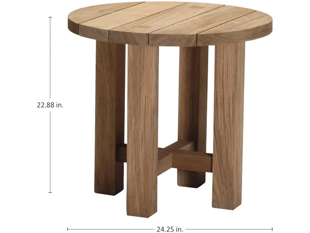 Croquet Teak Round Outdoor End Table 24.25 in. W x 22.87 in. H - Alternative View