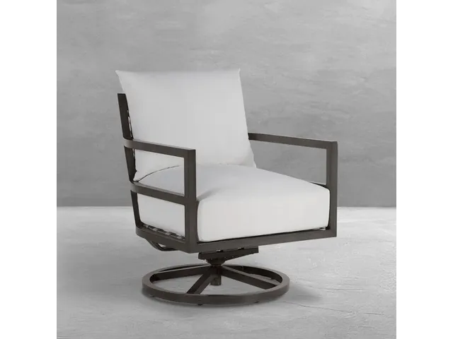 Santa Barbara Wrought Aluminum Outdoor High Back Swivel Rocker