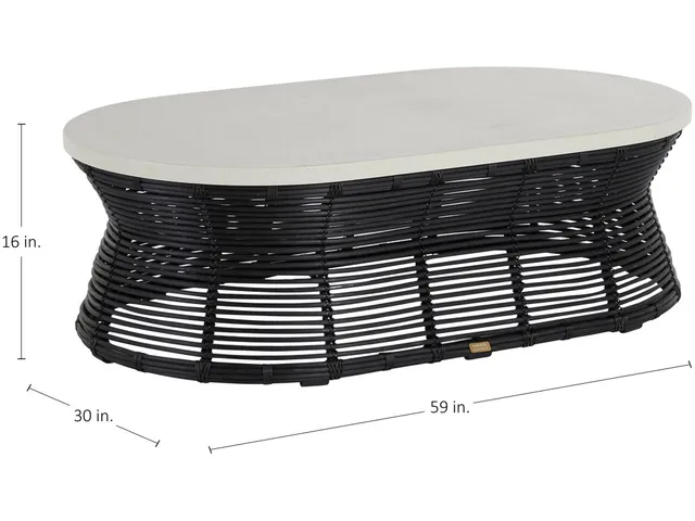 Harris Wicker Oval Outdoor Pedestal Coffee Table 59 in. W x 16 in. H - Alternative View