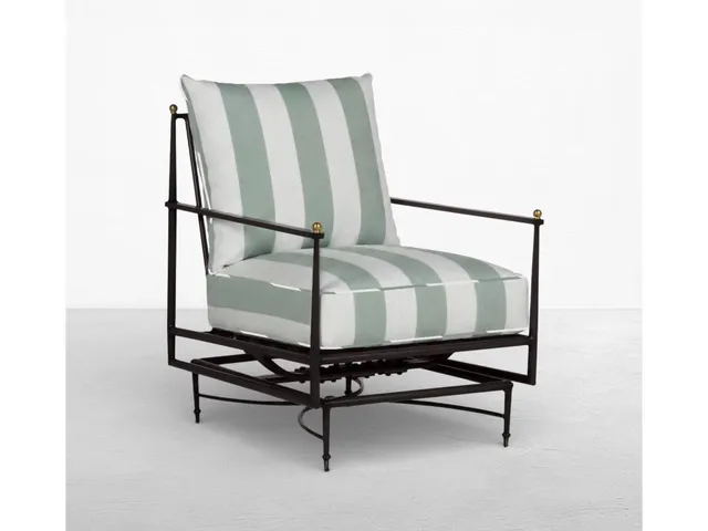QS Roma Spring Lounge, Slate Gray with Cabana Stripe Mist Cushions