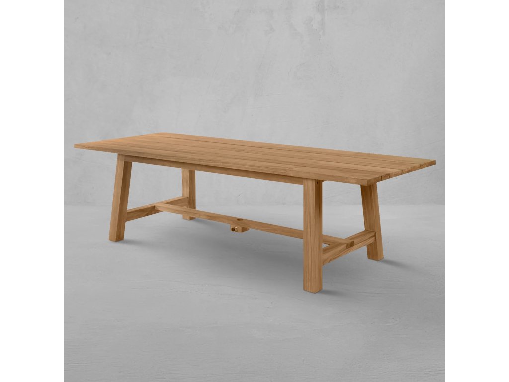 Paige Teak Rectangle Outdoor Slatted Top Table 104 in. W x 30. 25 in. H - main image