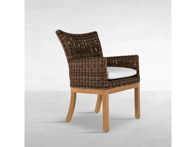 Montauk N-Dura Resin Wicker Teak Outdoor Arm Chair