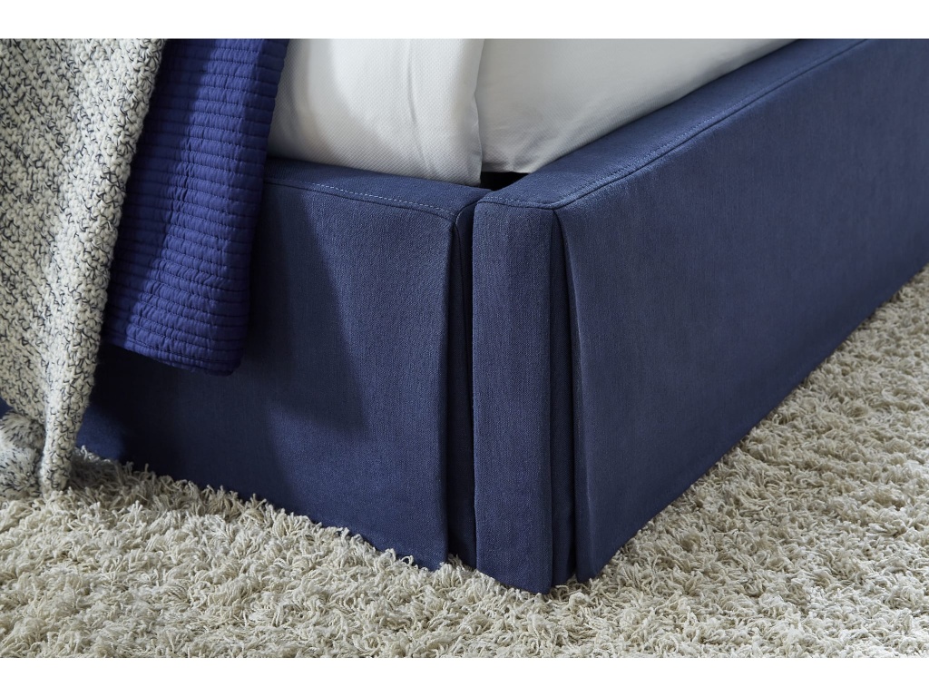 Sur Upholstered Skirted Panel Bed in Navy - image 2
